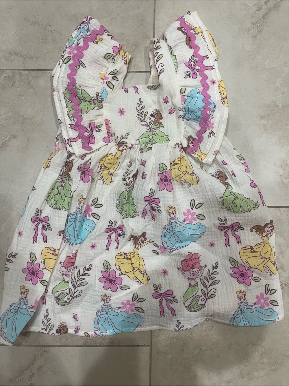 BNWT Disney Princess Pastel Floral & Character Print Dress in White